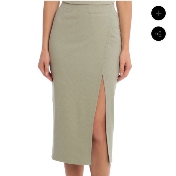 NWT AVEC LES FILLES | Rib Knit Tea Tree Green Midi Skirt S - Picture 3 of 9